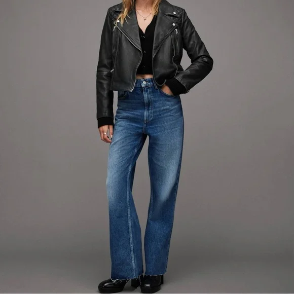 ALLSAINTS Cargo Distressed Leather Biker Jacket - Picture 11 of 11